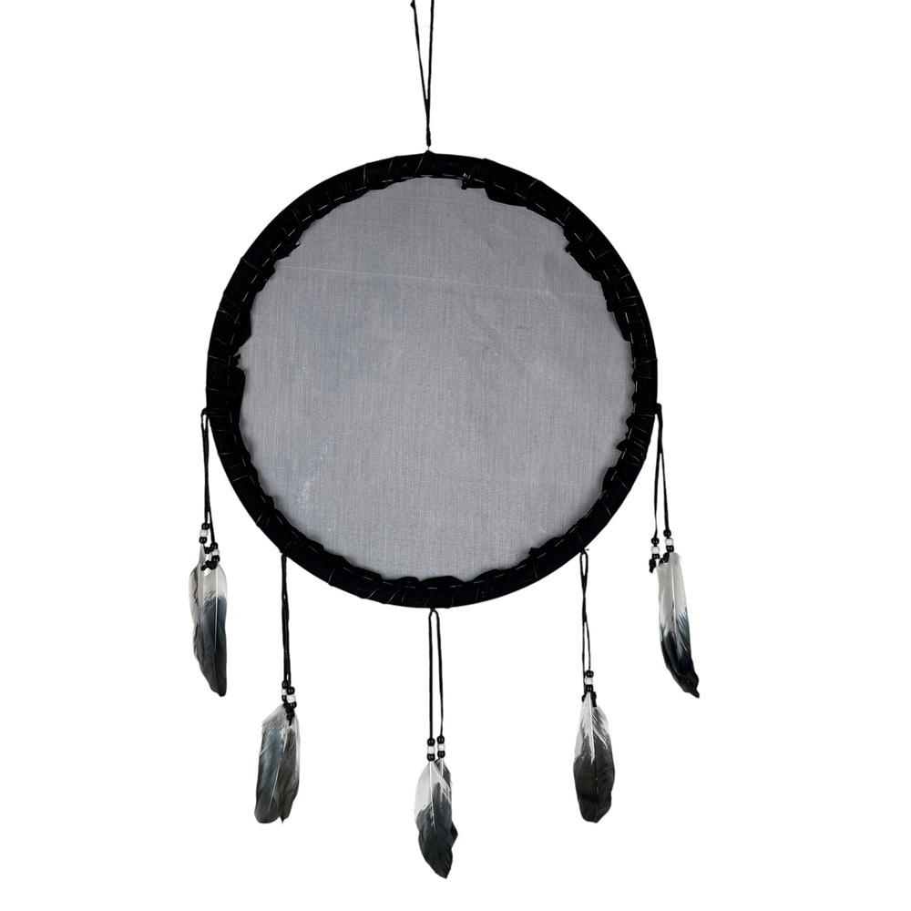 Howling Wolf Moon 16" Velvet Dreamcatcher Wall Hanging Blue Feathers Southwest - Picture 8 of 9